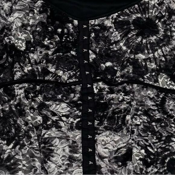 AB Studios Y2K Vintage Mesh Lace Hook & Eye Corset Closure Babydoll Top Sz. XL - Picture 10 of 11